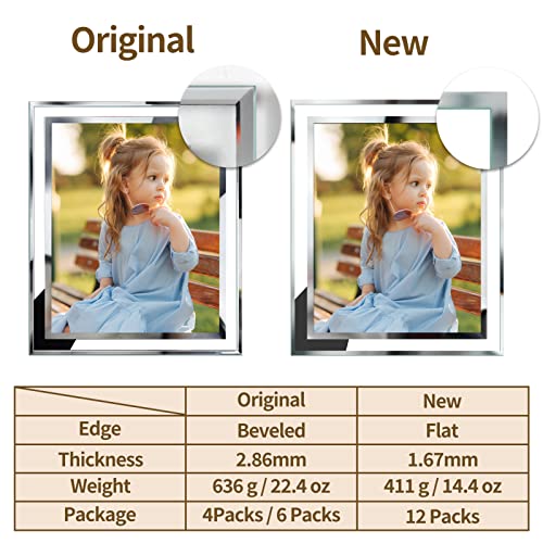 Hoikwo Bulk 8x10 Picture Frames, 12 Packs Silver Photo Frames 8 by 10, Glass Wedding Frames 8x10, Clear Mirror Wedding Photo Frames, Only for Tabletop Display Vertically or Horizontally - size: 8x10-12 Frames