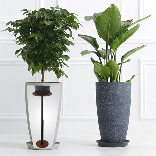 LUTTY Wooden Adjustable Plant Risers for Inside Pot,7.9-13.8 inches Tall Tapered Plant Riser Fill Bottom of Tall Flower Pots and Large Plants Containers, Rise Filler Riser of Flower Pots - size: (1 Pack)Short Lift: Rise(7.9''-13.8'')