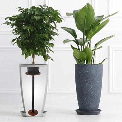 LUTTY 2Set Wooden Adjustable Plant Risers for Inside Pot,7.9-13.8 inches Tall Tapered Plant Riser Fill Bottom of Tall Flower Pots and Large Plants Containers, Rise Filler Riser of Flower Pots - size: (2 Pack)Tall Lift: Rise(7.9''-13.8'')