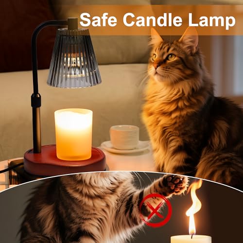 Candle Warmer Lamp with Timer Dimmer, Birthday Gifts for Women Mom | Height Adjustable Black Wax Warmer Lamp Fits 3-Wick Jar Candles, Housewarming Gift for Friend Sister, New Home - color: Black