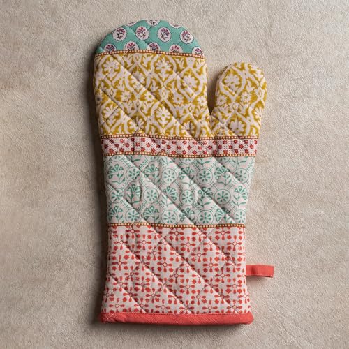 Maison d'Hermine Oven Gloves 100% Cotton Oven Mitt (7" x 13", Pack of 1) | With Loop Heat Resistant BBQ Cooking Gloves Baking Grilling Kitchen Handling Hot Pans Spring Summer - Provence - color: 002 - Provence, size: 7.5" x 13" (Oven Mitt)