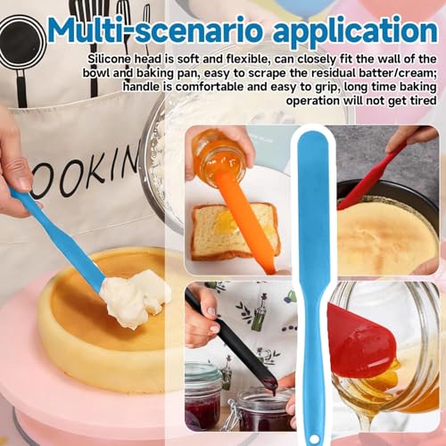 Silicone Jar Spatulas, Cake Cream Spatulas Set, Non-Stick Heat Resistant Mixing Butter Spatulas Baking Scrapers for Jars Blenders Cooking Stirring - color: blues, size: 24X2.5X0.5CM