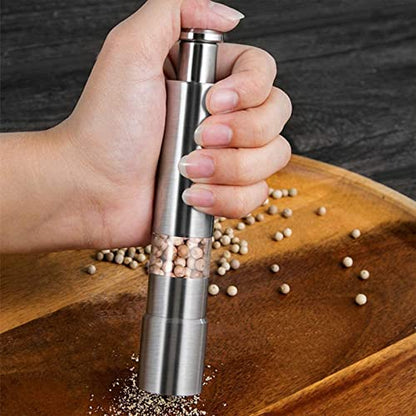 [2 Pieces] Premium Stainless Steel Salt Grinder and Pepper Mill Set for Pepper Sea Salt Himalayan Salt and Spices with Thumb Button for One Hand Operation