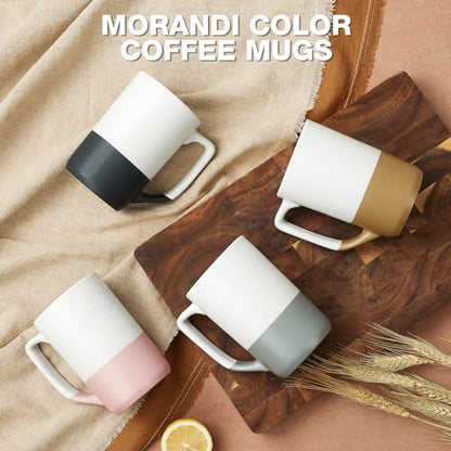 Large Ceramic Coffee Mug Set of 4, 16 oz Tea Cups with Handle, Porcelain Mug for Latte, Hot Tea, Cappuccino, Milk, Cocoa, Microwave & Dishwasher Safe Cups for Men Women Mug Lovers, Housewarming Gift