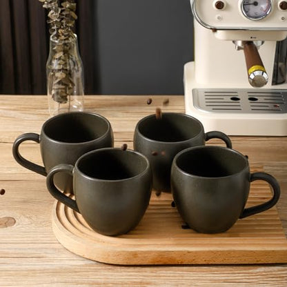Coffee Mugs Set of 4, Black 16 oz Coffee Mugs for Latte Cappuccino Cocoa and Tea, Ceramic Coffee Cups With Handle,Stoneware Mugs for Housewarming Gifts, Microwave＆Dishwasher Safe - color: Matte Black