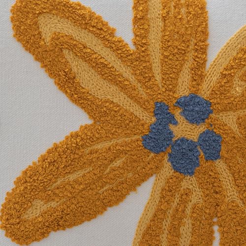 YIcabinet Pillow Covers Set of 2, Embroidered Yellow Flower Pattern Throw Pillow Cover,Square Cotton Cushion,Pillow Case for Sofa Bedroom Couch,18"x18" - color: Yellow15