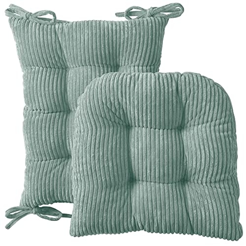 Rocking Chair Cushion Premium Tufted Pads Non Skid Slip Backed Crushed Velvet Cover Set of Upper and Lower with Ties, 21 in x 17 in | 17 in x 17 in, Velvet Mint, Case Pack (Pack of 5) - color: Velvet Mint, style: 21" X 17"/17" X 17" (Pack of 5)