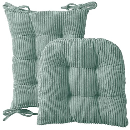 Rocking Chair Cushion Premium Tufted Pads Non Skid Slip Backed Crushed Velvet Cover Set of Upper and Lower with Ties, 21 in x 17 in | 17 in x 17 in, Velvet Mint, Case Pack (Pack of 5) - color: Velvet Mint, style: 21" X 17"/17" X 17" (Pack of 5)