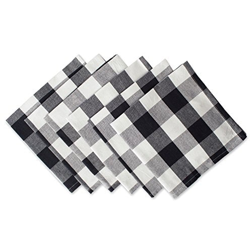 DII Buffalo Check Collection, Classic Farmhouse Cloth Napkin Set, 20x20, Black & White, 6 Piece - color: Black & White, size: 20" x 20" (Set of 6)