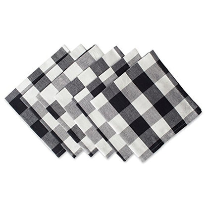 DII Buffalo Check Collection, Classic Farmhouse Cloth Napkin Set, 20x20, Black & White, 6 Piece - color: Black & White, size: 20" x 20" (Set of 6)