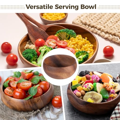 6 Pcs Rustic Small Wooden Bowls - Acacia Wooden Bowls for Food, 3.1 in Bowllet Dinnerware for Serving Salad, Dessert, Snacks, Elegant Kitchen Decor, Housewarming Gifts
