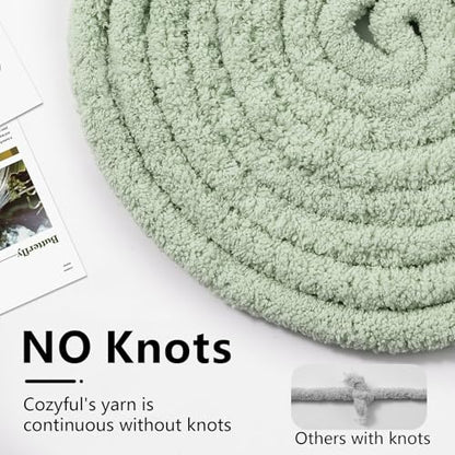 Cozyful Chunky Yarn for Hand Knitting - #10 Chunky Chenille Yarn, Jumbo Big Thick Chunky Yarns for Crocheting, Super Bulky Chunky Knit Blanket Yarns, 8 Skein (22 yds 8 oz Each Skein), Sage Green - color: Sage Green