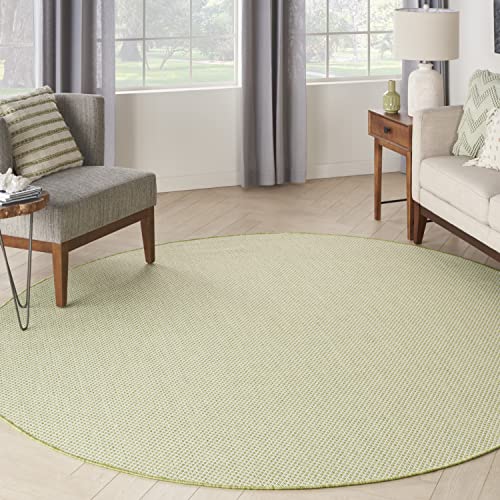 Nourison Home Courtyard Ivory Green 8' x Round Area Rug - Easy Clean, Non Shedding, Bed Room, Living Room, Dining Room, Kitchen (8' x Round) - color: Ivory Green, size: 8' (Round)