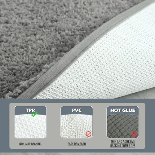 Gray Bathroom Rug Set 2 Piece Bath Mat 21x34'' &U Shape Toilet Rug 21x21'' | Absorbent,Washable,Non Slip Bathroom Rugs Sets,Contour Mat for Toilet - color: Grey