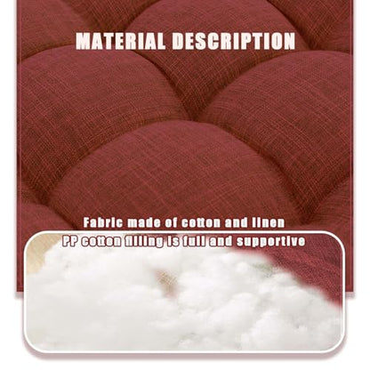 Set of 2 Floor Cushion for Adult Tufted Square Seat Cushions for Tatami Living Room Dorm 18.8 x 18.8 Inch Burgundy Meditation Floor Pillows