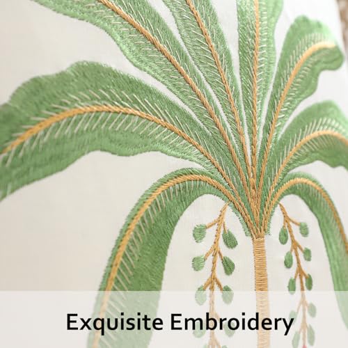 Embroidered Throw Pillow Covers 18x18 Pack of 2 Sage Green Palm Tree | Ocean-Themed,Durable Fabric,Square Pillow Cover,Boho Decorative,Hidden Zipper,Aesthetic Design,Ideal Gift,Machine Washable - color: Sage Green Palm Tree