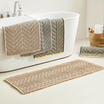 BULULOM Upgraded Bath Mat, Non Slip, Machine Washable - Super Absorbent Waffle Weave, Rubber Backed, Ultra Soft - Gray, 17" x 24" - color: Aa-grey, size: 17"*24"