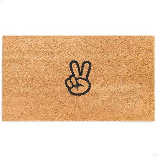 Door Mat - Welcome Mat for Front Door with Non-Slip Backing - Durable Coir Doormat - Perfect for Outside Entrance and Entryway Matt - Outdoor/Indoor - Peace Out - 17" x 30" - color: Peace Out