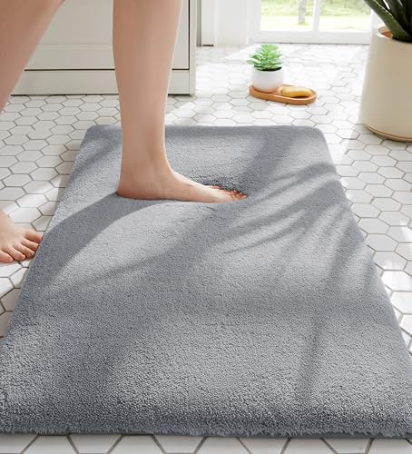 MINIDEAR Bathroom Rugs 24x17 Dark Gray - Thick Memory Foam Bath Mat, Ultra Soft & Plush Fluffy, Non-Slip, Quick Dry, Absorbent Washable Floor Microfiber Mat for Tub, Home Decor Accessories - color: Dark Gray, size: 1'5" x 2' (24x17)