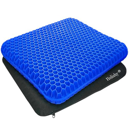 Egg Gel Seat Cushion, Breathable Gel Cushion Chair Pads with Non-Slip Cover for Home Office Car Wheelchair, Honeycomb Design Egg Seat Cushion As Seen On TV - color: Blue, size: 16 x 14 x 1.65 inch