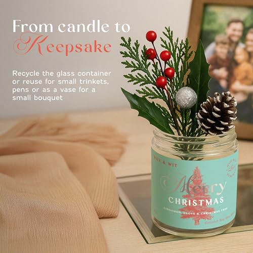 Wax & Wit Christmas Candles Gift Set Scented, Winter Holiday Set of 4 Pack Candle - Natural Coconut Soy Candles, 180+ Hr Burn, Vegan, Clean Burning - Candle Set Gifts for Women, Coworker, Friends - color: 4pc Christmas Set
