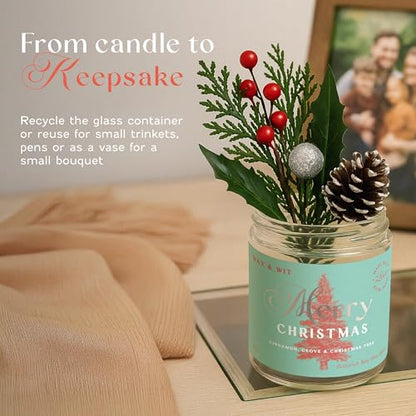 Wax & Wit Christmas Candles Gift Set Scented, Winter Holiday Set of 4 Pack Candle - Natural Coconut Soy Candles, 180+ Hr Burn, Vegan, Clean Burning - Candle Set Gifts for Women, Coworker, Friends - color: 4pc Christmas Set
