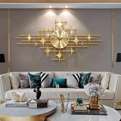 Modern 39.3 Inch Gold Silent Wall Clock - Chic Quartz Home Decor for Living Room, Stylish Accent for Contemporary Interiors, Unique Decorative Piece