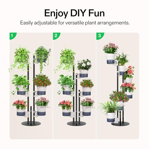 VIVOSUN Metal Plant Stand, 6-Tier Vertical Planter Tower with Self-Watering | Modular Shelf for Indoor & Outdoor Use - size: 6-Tier-White