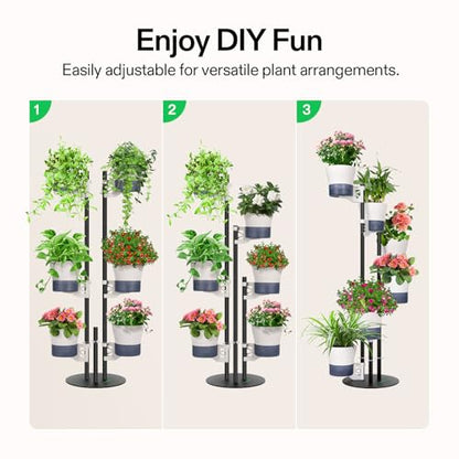 VIVOSUN Metal Plant Stand, 6-Tier Vertical Planter Tower with Self-Watering | Modular Shelf for Indoor & Outdoor Use - size: 6-Tier-White