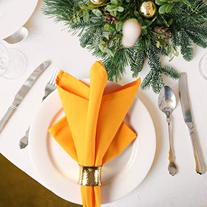 Ramanta Home Set of 12 Cloth Napkins 20x20 Inches, Mustard | Polyester Napkins with Hemmed Edges, Washable Reusable Dinner Napkins Ideal for Parties, Weddings,Hotels and Banquets - color: Mustard, size: 20" x 20" (Set of 12)