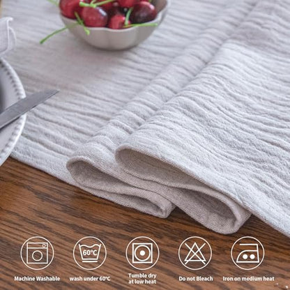Simple&Opulence Linen Cotton Table Runner - 14 x 72 Inch, Farmhouse Linen Table Runner with Fringed Edges for Bohemian Rustic Wedding, Bridal Shower, Dinner （ Linen ） - size: 14"x72", style: Linen