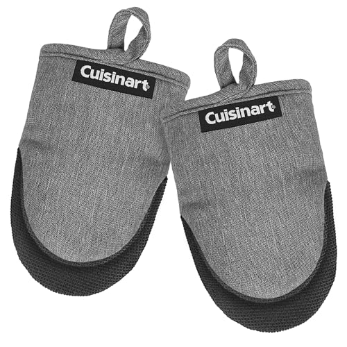 Cuisinart Mini Oven Mitts, 2-Pack, Neoprene Grip, Heat Resistant 350F | Cotton-lined, non-slip neoprene palm, ambidextrous design, ideal for smaller hands and everyday cooking - color: Black