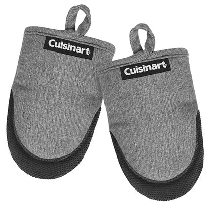 Cuisinart Mini Oven Mitts, 2-Pack, Neoprene Grip, Heat Resistant 350F | Cotton-lined, non-slip neoprene palm, ambidextrous design, ideal for smaller hands and everyday cooking - color: Black