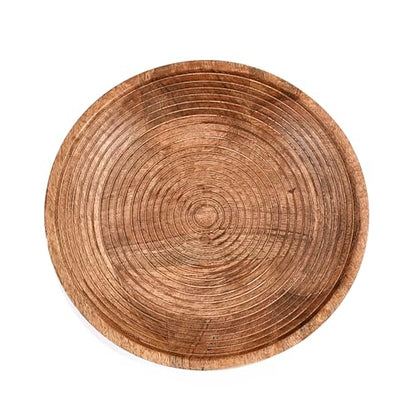 FRUIT BOWL Mango Wood Round Shaped Serving Bowl For Fruit,Dessert Platter Tray Dish Kitchen Dining Fruit,Dessert,Snack (12" x 12" x 5")