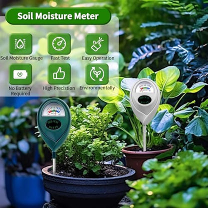 Pack of 2 Soil Moisture Meter, Long Probe for Deep Use, Deep Penetration Moisture Meter, Plants, Soil Moisture Sensor, Plants Moisture Meter, Watering Indicator - color: WHITE+GREEN