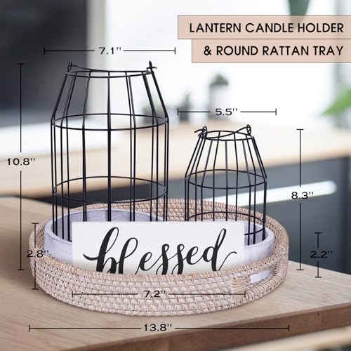 Rustic Farmhouse Decor Set of 7 - for Living Room Dining Table Centerpieces Fireplace Home Decoration- Modern Upscale Kitchen Counter Decor