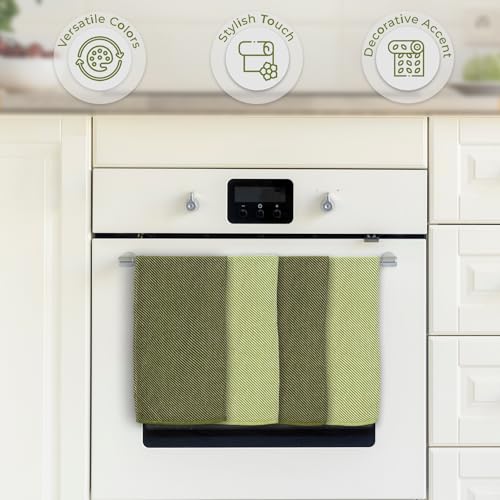 Ossano Kitchen Hand Towels - 4 Pack, (20" x 30") - Extra Soft & Striped - Versatile as, Flour Sack Towels, Kitchen Tea Towel, Dish Drying Towels, Soft Dish Cloths, Sage and Bright Green - color: Sage and Bright Green