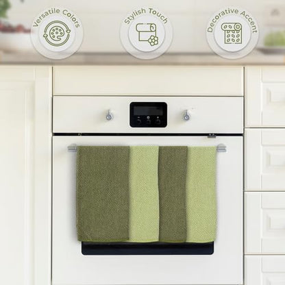 Ossano Kitchen Hand Towels - 4 Pack, (20" x 30") - Extra Soft & Striped - Versatile as, Flour Sack Towels, Kitchen Tea Towel, Dish Drying Towels, Soft Dish Cloths, Sage and Bright Green - color: Sage and Bright Green