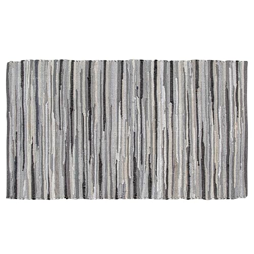 Ramanta Home Hand Woven Cotton Chindi Rag Rug 3'x5' - Charcoal | Recycled Rugs, Boho Farmhouse Rugs for Living Room, Dinning Room, Kitchen, Entryway, Bedroom Rug - 36"x60" - color: Charcoal, size: 3 x 5 feet