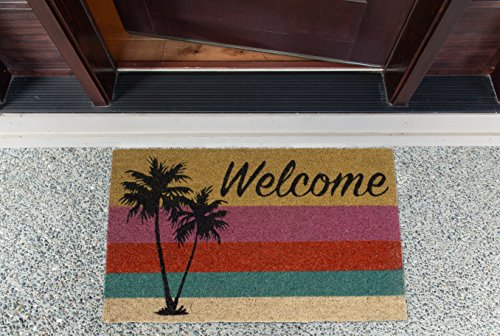 DII Natural Coir Doormat Outdoor Welcome Mat, 17x29, Palm Tree - color: Palm Tree