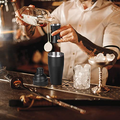 JNWINOG Cocktail Shaker Set Stainless Steel Bartending Kit 18.6oz Cocktail Bar Set Cocktail Mix Drink Making Kit Professional Bar and Home Drink Bar Tools for Bartender (Matte Black, 9Pcs) - color: Matte Black, size: 9Pcs