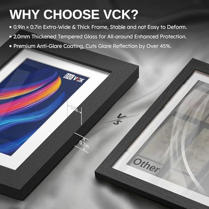 VCK Picture Frame 8x10 Inch Display Picture 5x7 with Mat or 8x10 without Mat Set of 2 Photo Frame with High Definition Real Glass Front Display Tabletop and Wall Mounting Black - color: Black, size: 8x10, style: 2 Pack