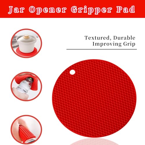 Bloss Jar Opener Can Opener Kitchen Grippers, Multi-use Lid Opener Set | Anti-skid Jar Openers for Weak hands, Seniors with Arthritis, Includes Non-slip Rubber Gripper Pad & Wine Opener, Black Red - color: Black Red-4pcs