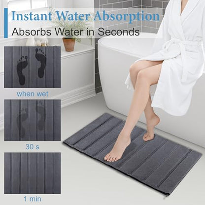 Heagoale Ultra Quick Drying Stone Bath Mat Diatomaceous Earth Shower Mat Non-Slip Foldable Dish Drying Mats for Bathroom Floor, Kitchen Counter, Pet, 23x15, Cool Gray - color: Grey