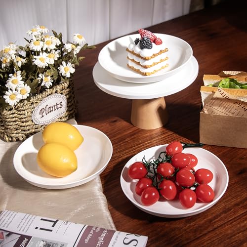 Anveena 8-inch Ceramic Dinner Plate Set, White Salad Plate 6-piece Set | Microwave, oven, and dishwasher safe; scratch-resistant and wear-resistant - color: pure white, size: 8inch