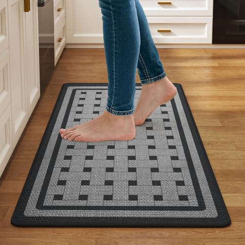 Kitchen Mats for Floor, Non Slip Kitchen Rugs, 17x30 Grey | Kitchen Runner Rugs Non Slip Washable, Absorbent Braided Kitchen Floor Mat, Sink Rug, Easy to Clean - color: C Streamlined Grey, size: 17''x30''