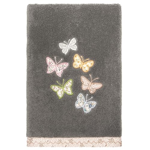 Frolic 4-Piece Luxury Towel Set, Calico Applique, Soft & Durable Turkish Cotton, Elegant Bathroom Ensemble, 2 Bath 2 Hand Towels, Charcoal - color: Charcoal, size: 2 Pcs Bath 2 Pcs Hand Towel
