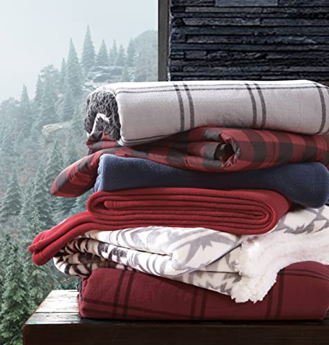 Eddie Bauer - Throw Blanket, Soft & Reversible Cotton Flannel Bedding, Throw Blanket for Couch or Bed (Kettle Falls Red/Black, 50" x 60") - color: Kettle Falls Red/Black
