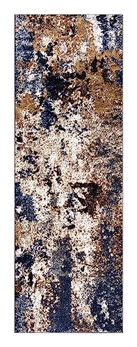 Keen Home Design Runner Rugs - 32"x91" Non-Shedding, Thick Pile Abstract Rugs for Kitchen, Living Room, Bedroom, Dining Room, Entryway - Size: 2'8" x 7'7", Skies Multi - color: Skies Multi, size: 2'8" x 7'7" (Runner)