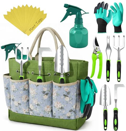 Heavy Duty Gardening Tools - Gardening Gifts for Women, Men, Mom, Dad - Durable, Ergonomic Garden Tools Set (Floral) - style: Floral